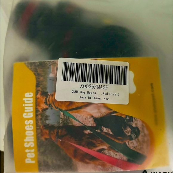 🐾QUMY Set of 4 waterproof dog boots reflective RED size 1:4.3Lx 5.6 cmW💯New 🐾 - Picture 7 of 9